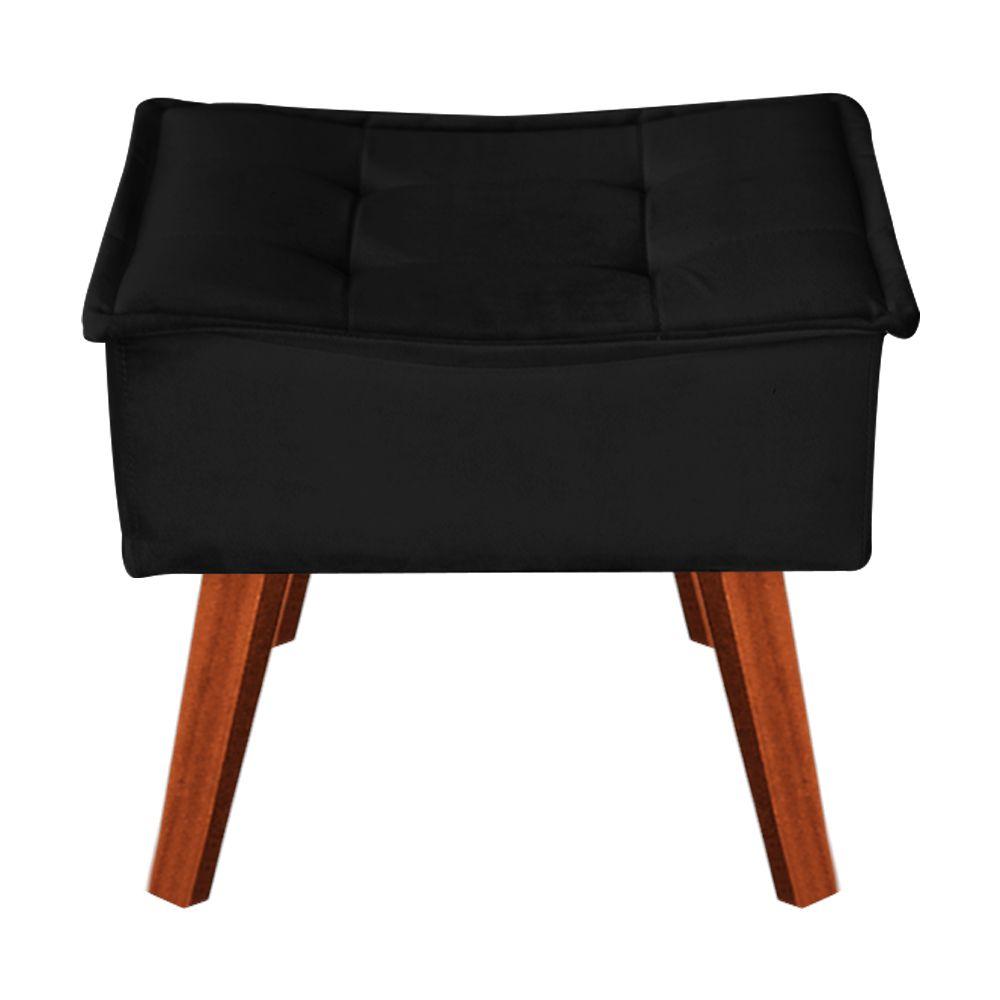 Poltrona com Puff Decorativo Opala Suede Preto Kasa Sofá