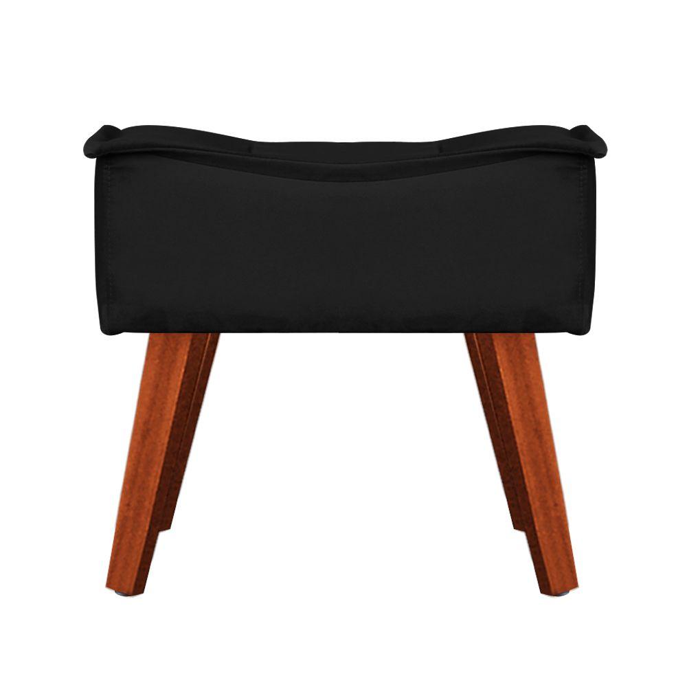 Poltrona com Puff Decorativo Opala Suede Preto Kasa Sofá