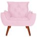 Poltrona com Puff Decorativo Opala Suede Rosa Bebê Kasa Sofá
