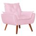 Poltrona com Puff Decorativo Opala Suede Rosa Bebê Kasa Sofá