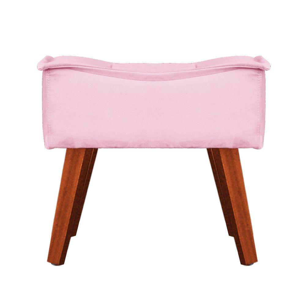 Poltrona com Puff Decorativo Opala Suede Rosa Bebê Kasa Sofá