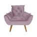 Poltrona com Puff Opala Decorativo Veludo Rosê Amamentação e Descanso Kasa Sofá