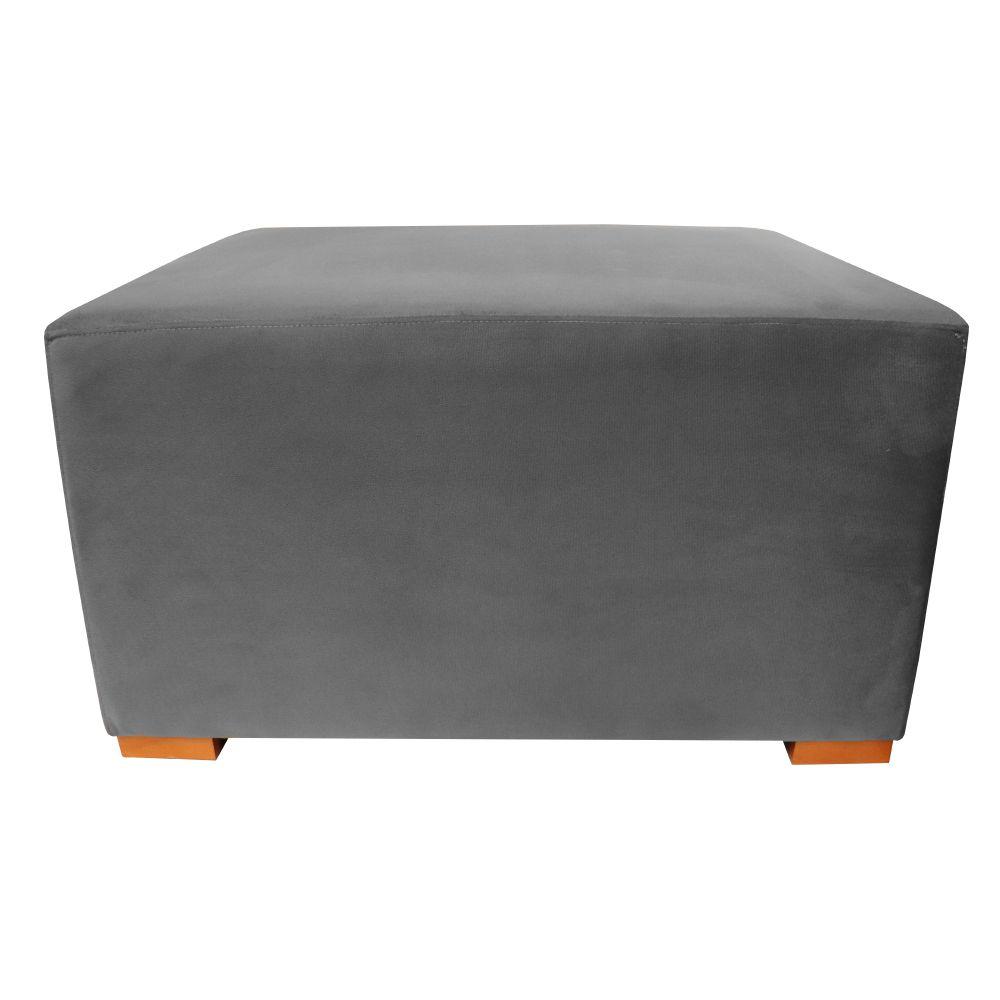 Puff Cuba Especial Decorativo Suede Cinza 80x70 Kasa Sofá