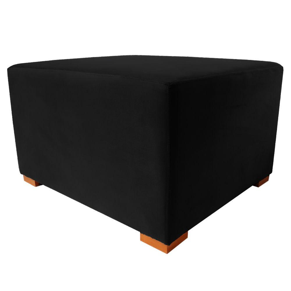 Puff Cuba Especial Decorativo Suede Preto 80x70 Kasa Sofá