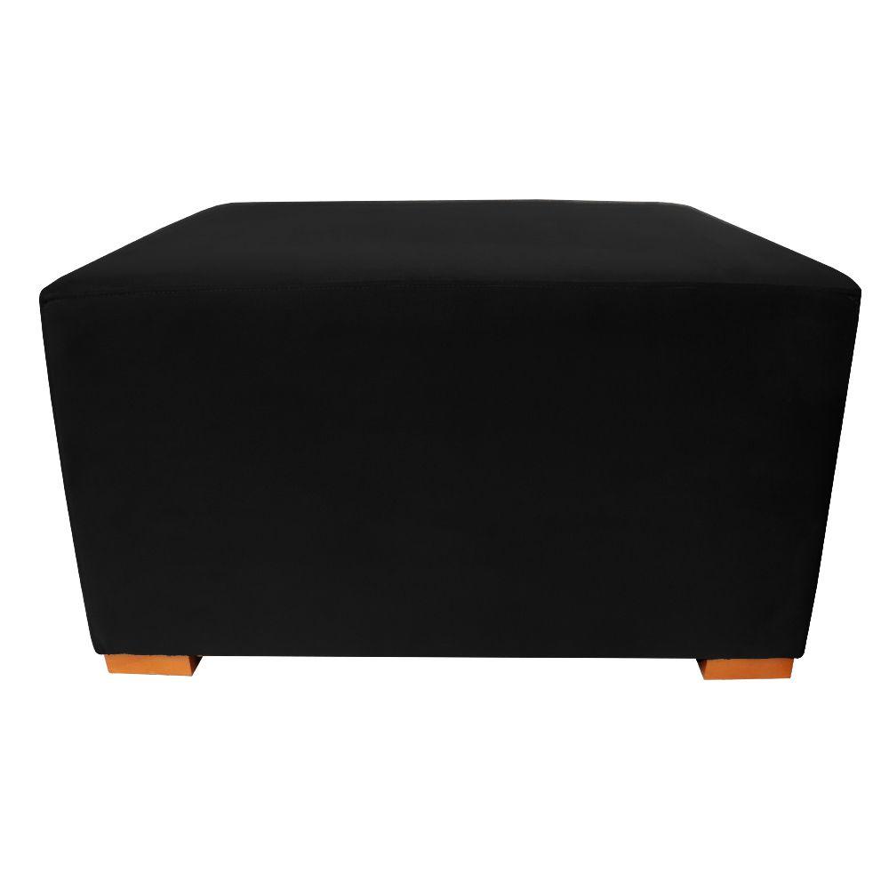 Puff Cuba Especial Decorativo Suede Preto 80x70 Kasa Sofá