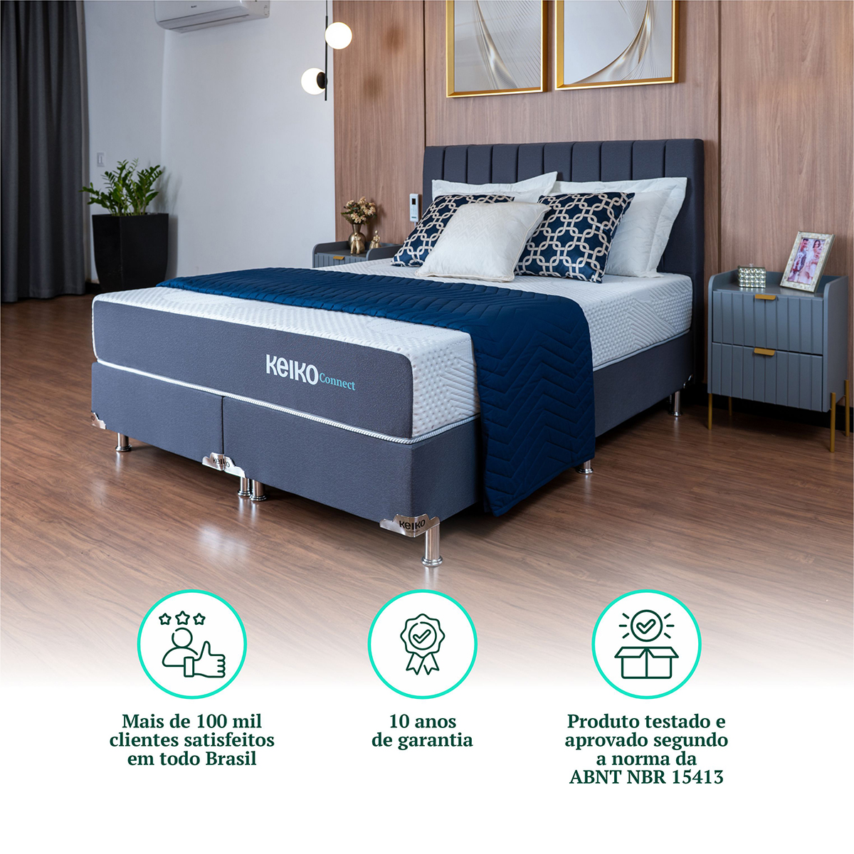 Colchão King Size D45 Connect Com Massageador 25x193x203 Keiko Colchões