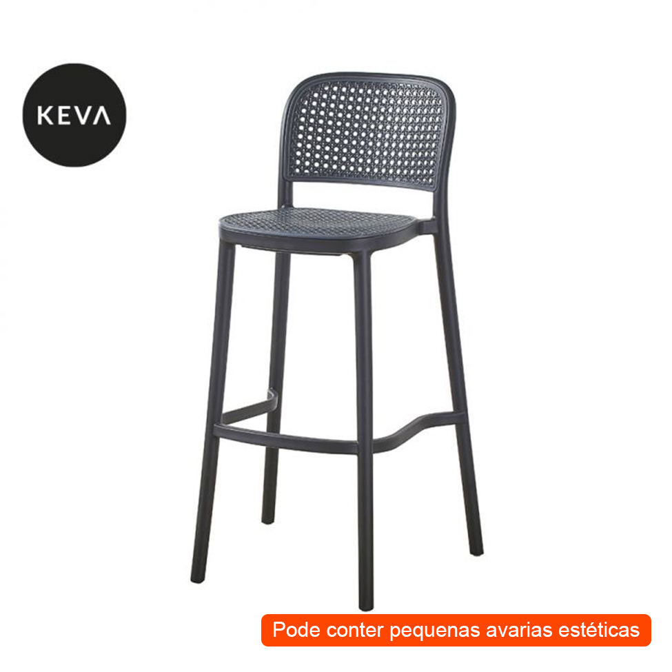 [OUTLET] Banqueta Fixa Madelyn Preta e Cinza