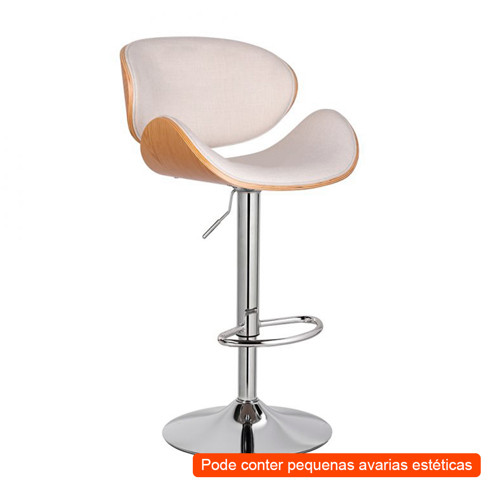 [OUTLET] Banqueta Giratória Amsterdam Branca e Mel
