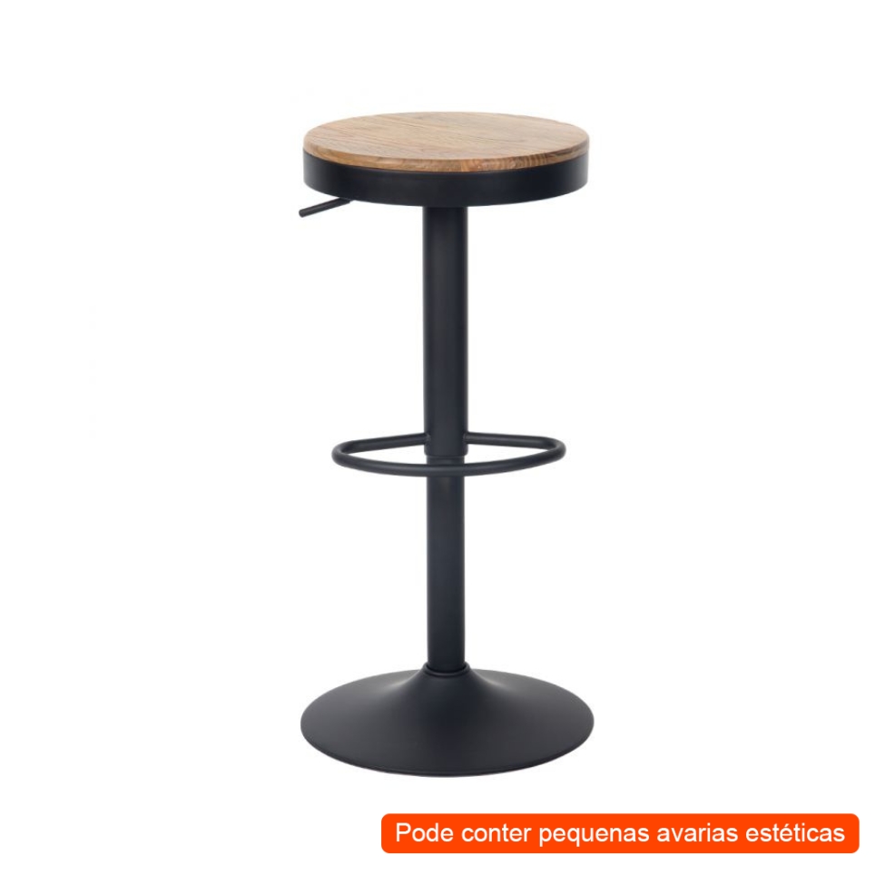 [OUTLET] Banqueta Giratória Bayonne Preta