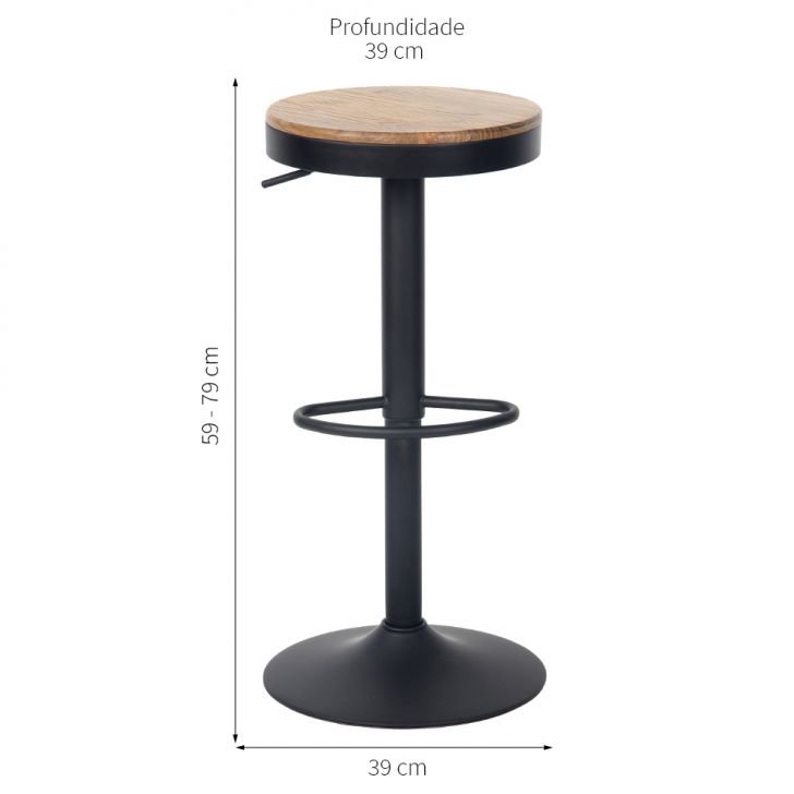 [OUTLET] Banqueta Giratória Bayonne Preta