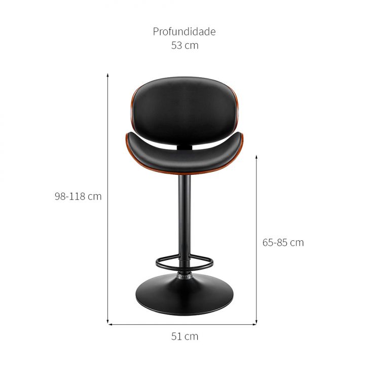[OUTLET] Banqueta Giratória Bergen Preta