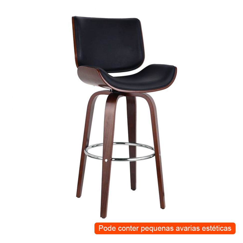 [OUTLET] Banqueta Giratória Delft Preta