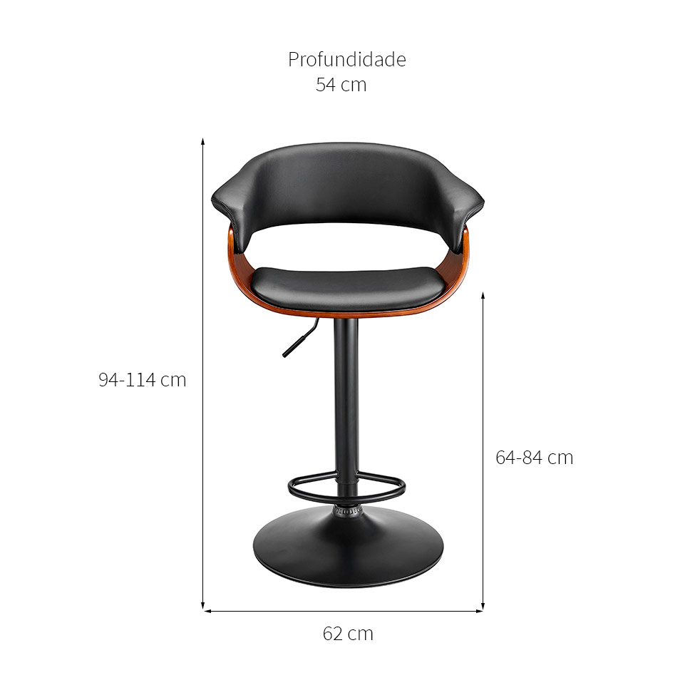 [OUTLET] Banqueta Giratória Venlo Preta