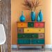 [OUTLET] Cômoda Colors 9 Gavetas Castanho e Colorido