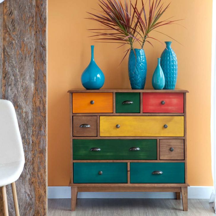 [OUTLET] Cômoda Colors 9 Gavetas Castanho e Colorido