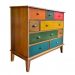 [OUTLET] Cômoda Colors 9 Gavetas Castanho e Colorido