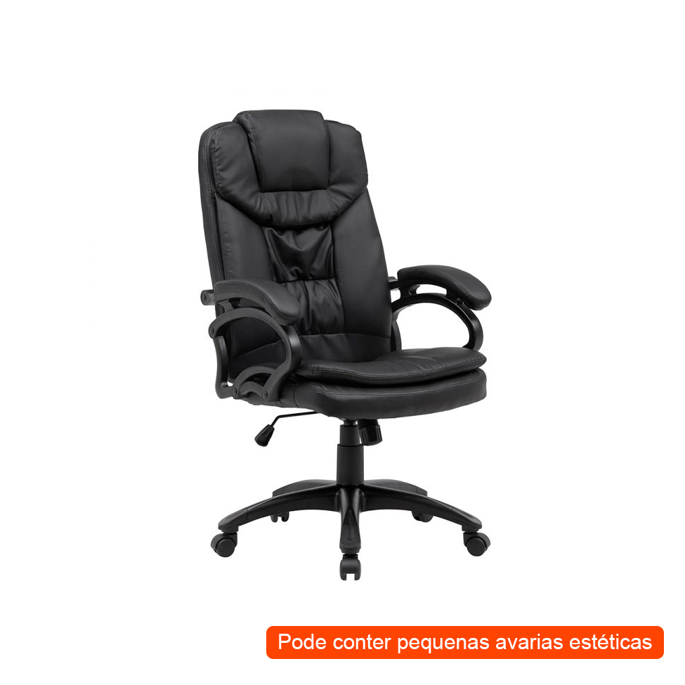 [OUTLET] Cadeira de Escritório Presidente Giratória com Relax Clark Preta