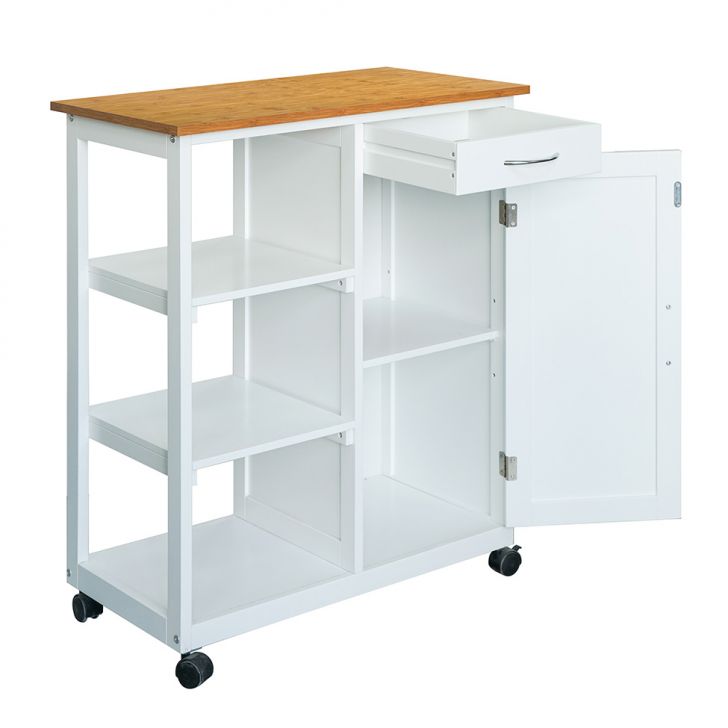 [OUTLET] Carrinho Auxiliar para Cozinha León 1 GVT Branco e Natural