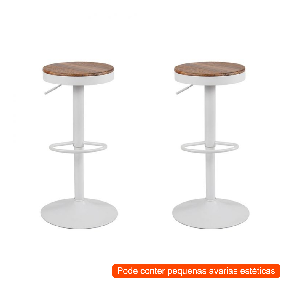 [OUTLET] Conjunto com 2 Banquetas Giratórias Bayonne Branco