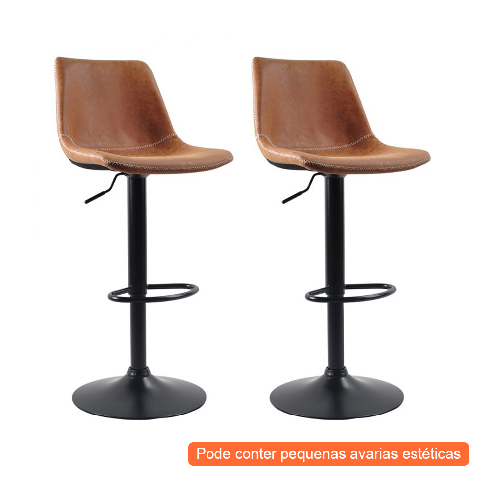 [OUTLET] Conjunto com 2 Banquetas Giratórias Harbor Marrom