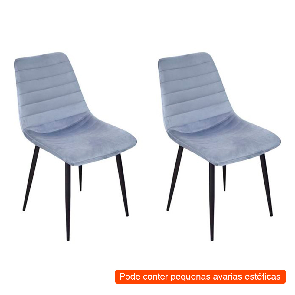 [OUTLET] Conjunto com 2 Cadeiras Elsie Cinza Escuro
