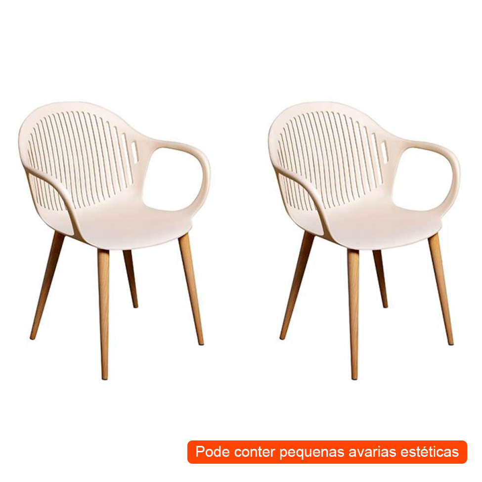 [OUTLET] Conjunto com 2 Cadeiras Hilary Bege