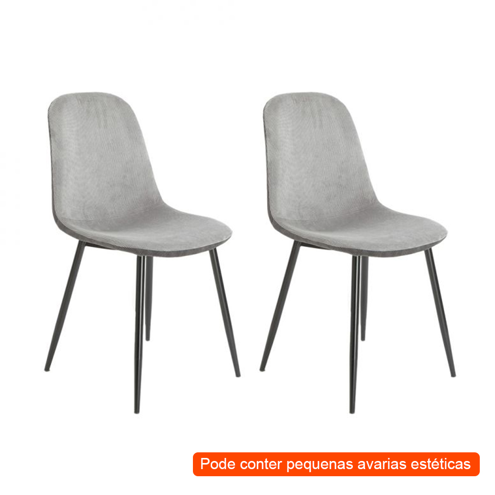 [OUTLET] Conjunto com 2 Cadeiras Sindy Cinza