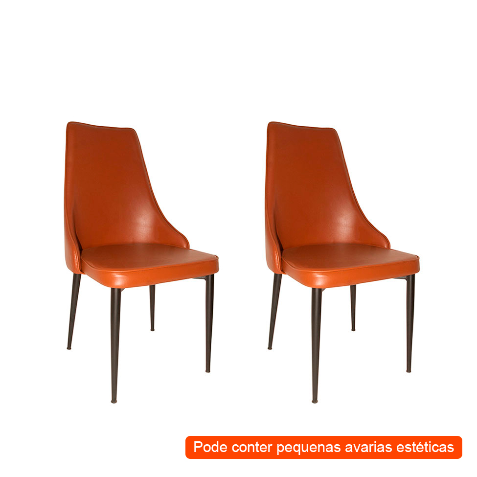 [OUTLET] Conjunto com 2 Cadeiras de Jantar Narah Corino Marrom