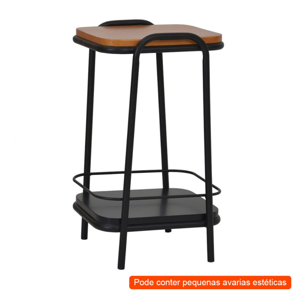 [OUTLET] Mesa Lateral Quadrada Chicago Preta e Castanho