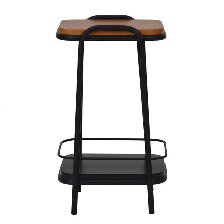 [OUTLET] Mesa Lateral Quadrada Chicago Preta e Castanho