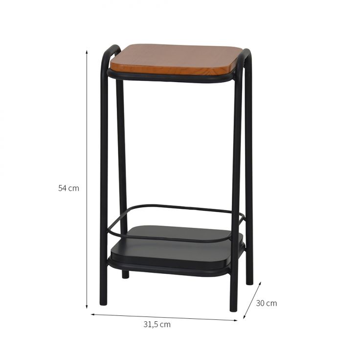 [OUTLET] Mesa Lateral Quadrada Chicago Preta e Castanho