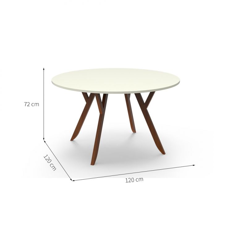 [OUTLET] Mesa de Jantar Redonda Ipiranga Off White e Amêndoa 120 cm
