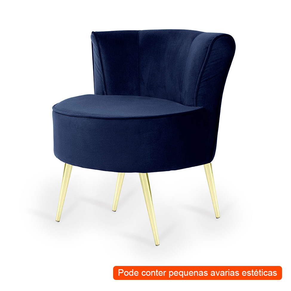 [OUTLET] Poltrona Olivia II Veludo Azul