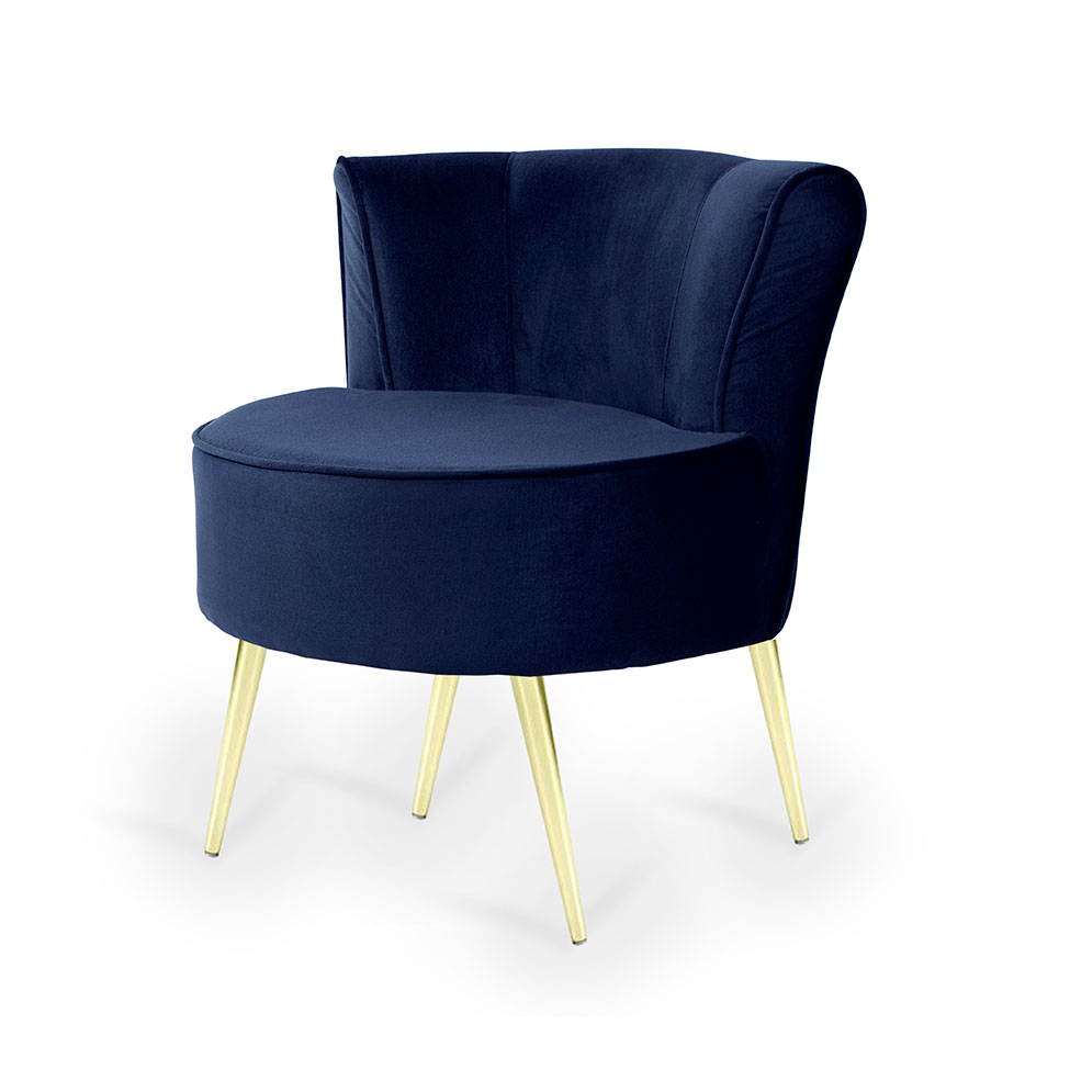 [OUTLET] Poltrona Olivia II Veludo Azul