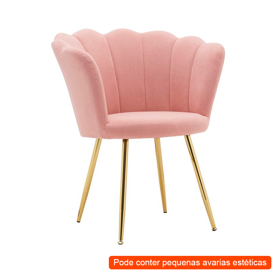 [OUTLET] Poltrona Pétalas Aveludadas Eva Rosa