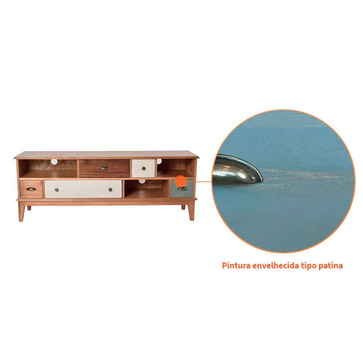[OUTLET] Rack para TV de 55 Polegadas Colors 5 GV Castanho Verniz e Colorido Envelhecido