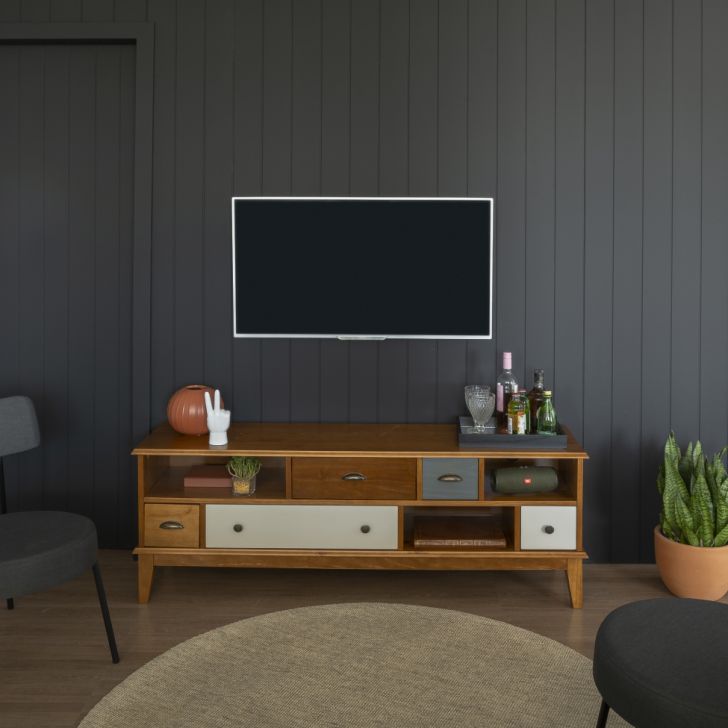 [OUTLET] Rack para TV de 55 Polegadas Colors 5 GV Castanho Verniz e Colorido Envelhecido