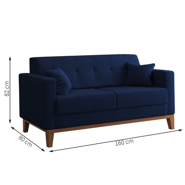 [OUTLET] Sofá 2 Lugares Narvik Linho Azul Marinho