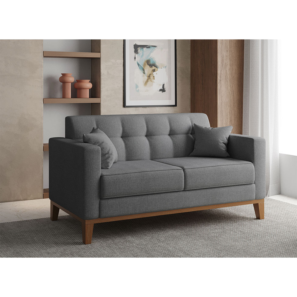 [OUTLET] Sofá 2 Lugares Narvik Linho Cinza
