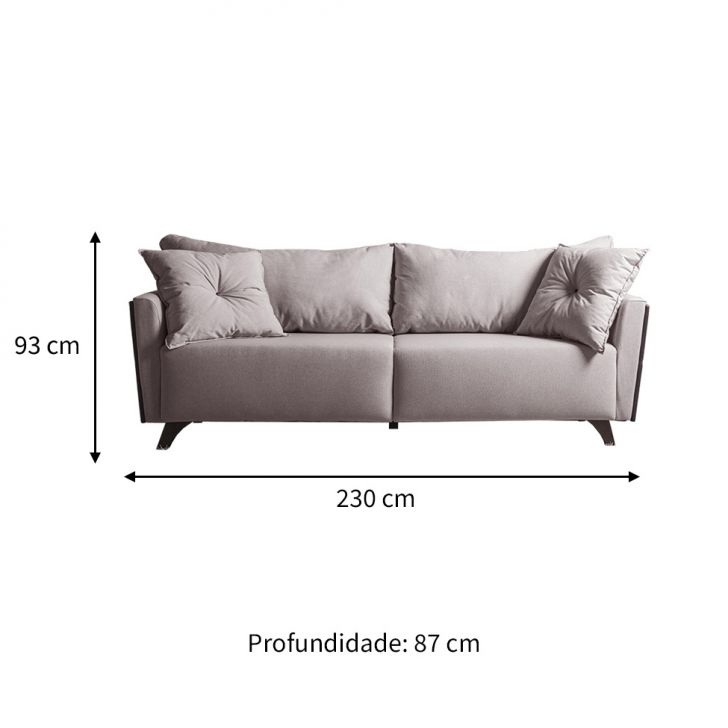 [OUTLET] Sofá 3 Lugares Gales 230 cm Soft Marrom Claro