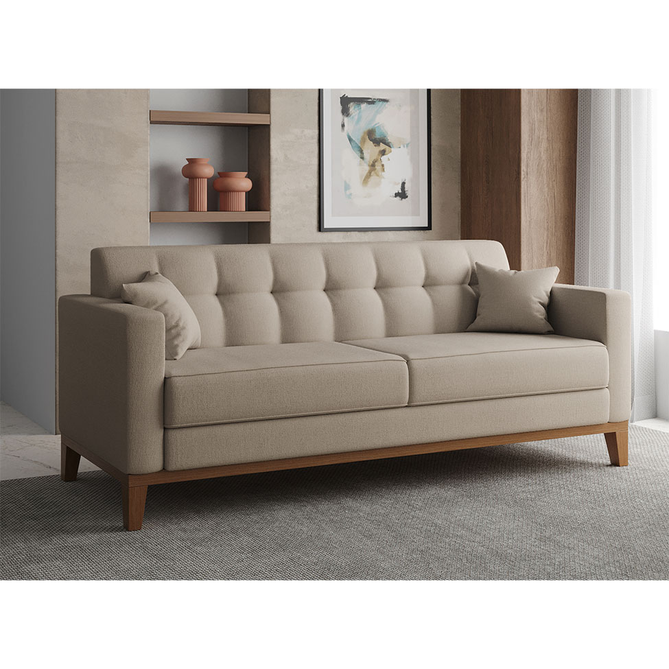 [OUTLET] Sofá 3 Lugares Narvik Linho Cru