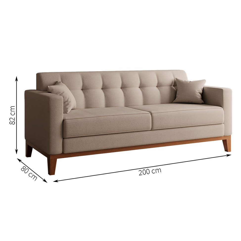 [OUTLET] Sofá 3 Lugares Narvik Linho Cru
