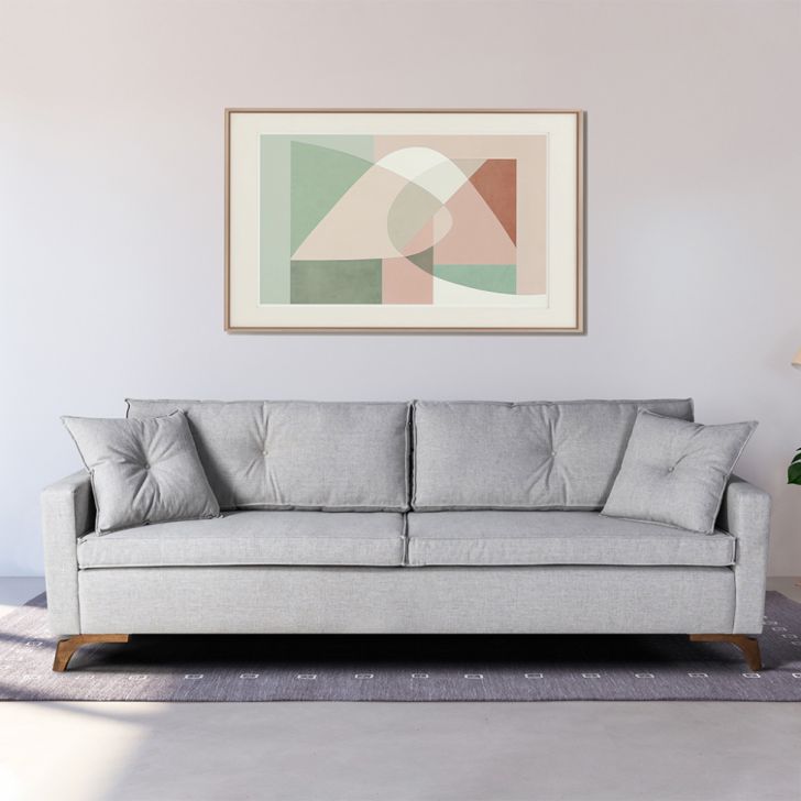 [OUTLET] Sofá 3 Lugares Viena Linho Cinza 190 cm