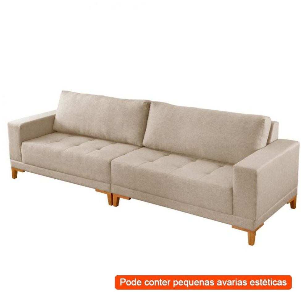 [OUTLET] Sofá Plus Volga 4 Lugares Linho Bege 280 cm