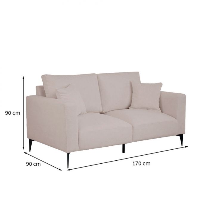 [OUTLET] Sofá Unne 2 Lugares com Molas Ensacadas Bouclê Bege 170 cm