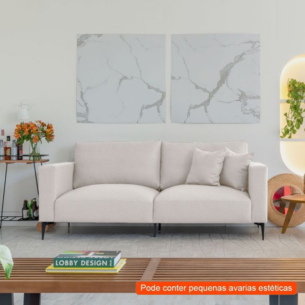 [OUTLET] Sofá Unne 2 Lugares com Molas Ensacadas Linho Cru 170 cm
