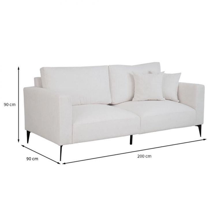 [OUTLET] Sofá Unne 3 Lugares com Molas Ensacadas Bouclé Off White 200 cm
