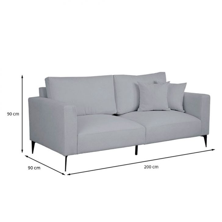 [OUTLET] Sofá Unne 3 Lugares com Molas Ensacadas Bouclê Cinza 200 cm