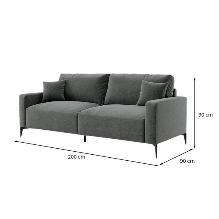[OUTLET] Sofá Unne 3 Lugares com Molas Ensacadas Linho Grafite 200 cm