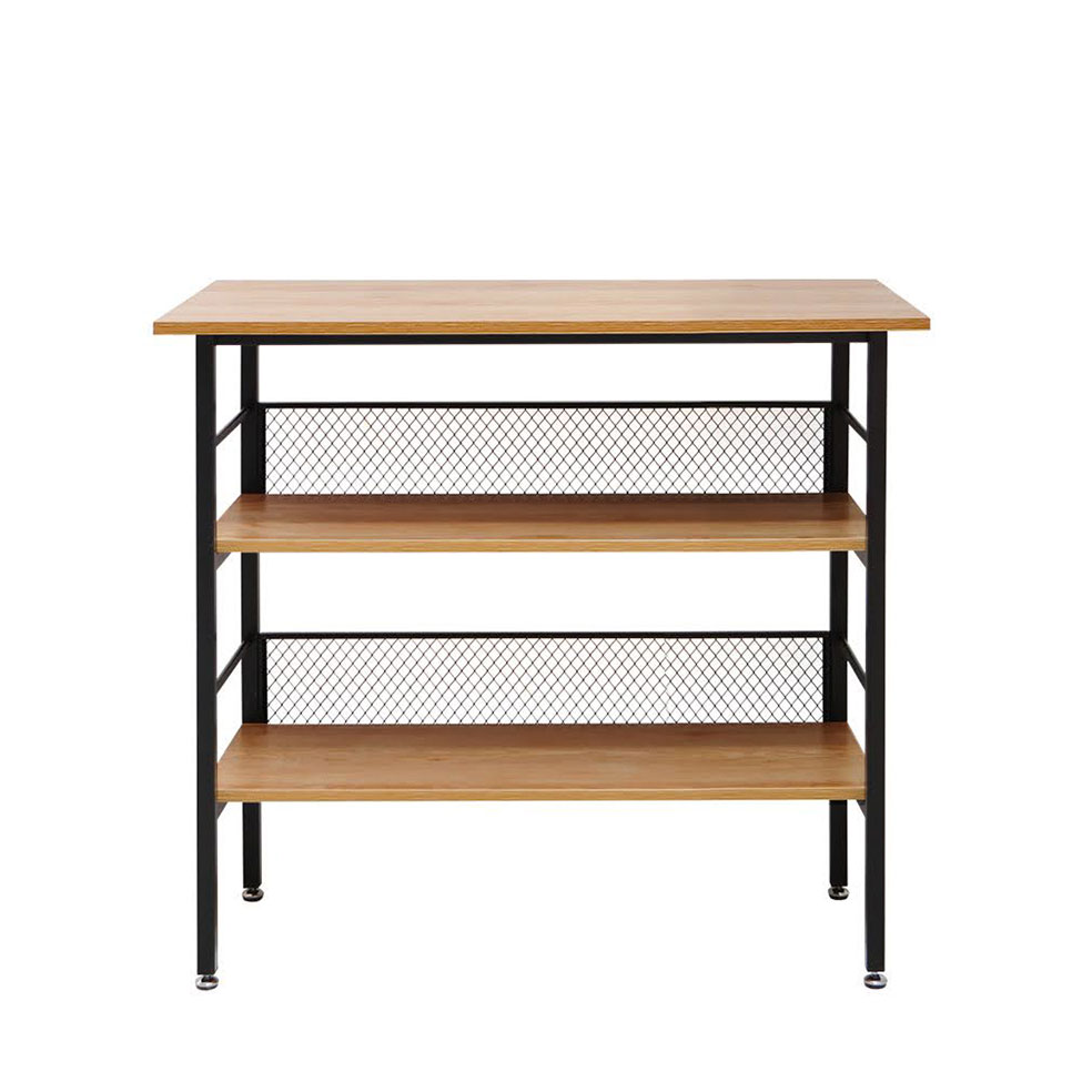 Aparador Balcão Naarden com 2 Prateleiras Acácia e Preto 100 cm